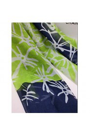 Super Beautiful Snowflake Line Printed Voile Green Scarf Mixed Colors Scarves