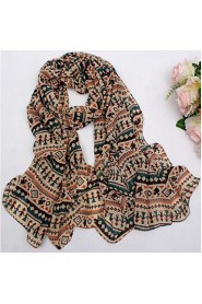 Women Wool Casual Chiffon Scarves Nation Retro Print Scarf Shawl