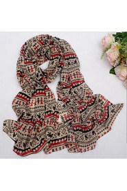 Women Wool Casual Chiffon Scarves Nation Retro Print Scarf Shawl