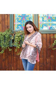 Super Long Voile Pink Leopard Chain Scarf Shawl