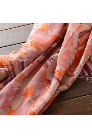 Women 100% Acrylic Shawl Summer Bikini Beach Dress Long Flower Printed Scarf