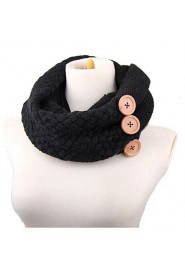 Stylish Big Buttons Embellished Knitted Neck Warmer For Women