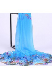 Roses Printed Silk Autumn And Winter Scarves Female Wild Long Section Of The Warm Shawl