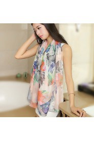 Roses Printed Silk Autumn And Winter Scarves Female Wild Long Section Of The Warm Shawl