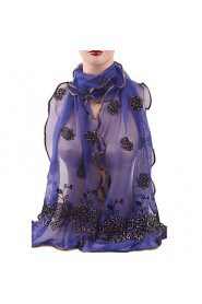 Women's Chiffon Floral Long Soft Scarf