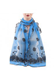 Women's Chiffon Floral Long Soft Scarf