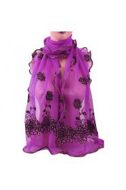 Women's Chiffon Floral Long Soft Scarf