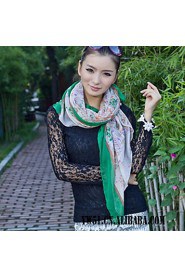 Women Rural Retro Floral Chiffon Scarf