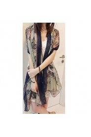 Women Rural Retro Floral Chiffon Scarf