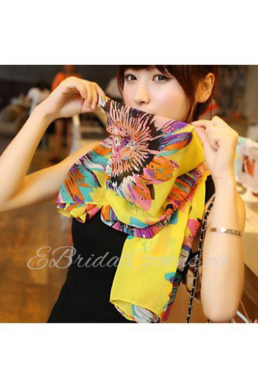 Women Cute Sunflower Chiffon Scarf