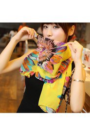 Women Cute Sunflower Chiffon Scarf