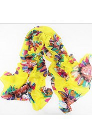 Women Cute Sunflower Chiffon Scarf