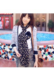 Women Long Silk Scarves Snow Kitten Printed Scarf Shawl