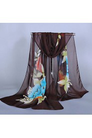 Women's Chiffon Colorful Print Scarf