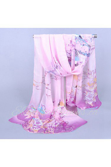 Women's Chiffon Colorful Flowers Print Scarf