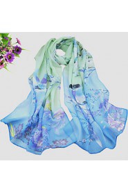 Women's Chiffon Colorful Flowers Print Scarf