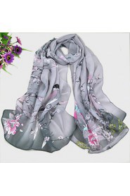 Women's Chiffon Colorful Flowers Print Scarf