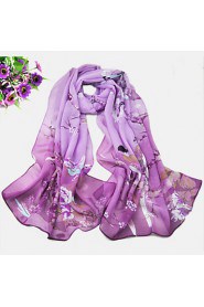 Women's Chiffon Colorful Flowers Print Scarf