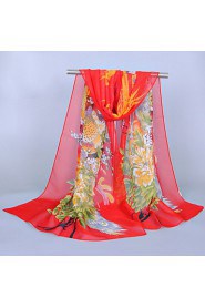 Women's Chiffon Colorful Print Scarf