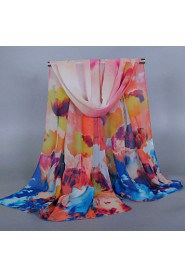 Women's Chiffon Colorful Print Scarf