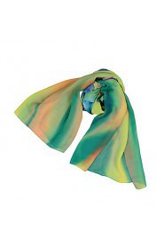 Women Chiffon Scarf Floral Print Gradient Color Long Shawl Pashmina Beach