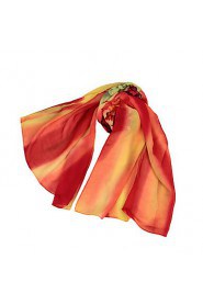 Women Chiffon Scarf Floral Print Gradient Color Long Shawl Pashmina Beach