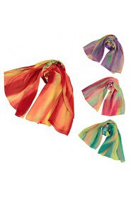 Women Chiffon Scarf Floral Print Gradient Color Long Shawl Pashmina Beach