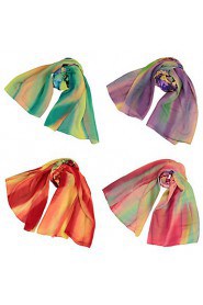 Women Chiffon Scarf Floral Print Gradient Color Long Shawl Pashmina Beach