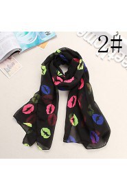 Bully Skull Pattern Chiffon Shawl Scarf