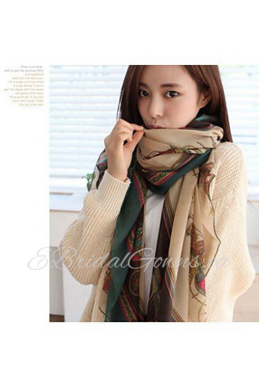 Korean Version Of The National Wind Cotton Green Voile Printing Scarf Shawl Scarves