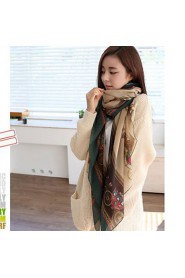 Korean Version Of The National Wind Cotton Green Voile Printing Scarf Shawl Scarves