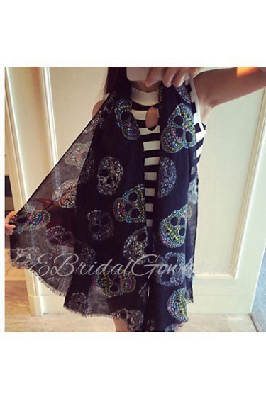 Ms Summer Sun Korean Fashion Skull Printed Scarves Muffler Wholesale Scarves