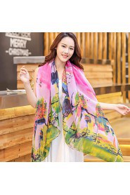 Temperament Long Printed Cotton Beach Summer Shawl Scarf