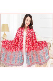 National Wind Jacquard Pallium Vintage Temperament Cherry Printing Scarf