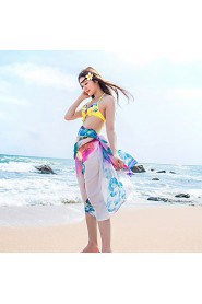 Women's (Random Color) Extra Large Cover-Ups,Color Block/ Floral/ Boho One-Pieces Chiffon 20 Colors