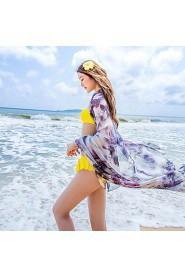 Women's (Random Color) Extra Large Cover-Ups,Color Block/ Floral/ Boho One-Pieces Chiffon 20 Colors