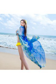 Women's (Random Color) Extra Large Cover-Ups,Color Block/ Floral/ Boho One-Pieces Chiffon 20 Colors