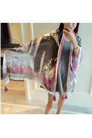 Fringed Impression Retro Street Printing Scarves Cotton Long Oversized Scarf Shawl