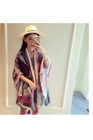 Fringed Impression Retro Street Printing Scarves Cotton Long Oversized Scarf Shawl