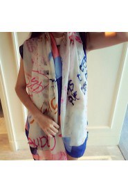 Spring And Summer Cotton Super Beautiful Letters Printed Scarf Scarves