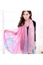 Roses Silk Scarves Voile Warm Shawl Scarf