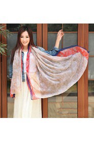 Cotton Long Women Pallium Voile Pink Print Scarf Silk