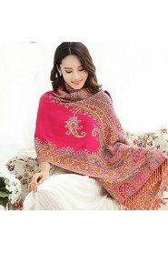 National Wind Vintage Temperament Embroidery Jacquard Tassel Scarf