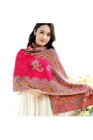 National Wind Vintage Temperament Embroidery Jacquard Tassel Scarf