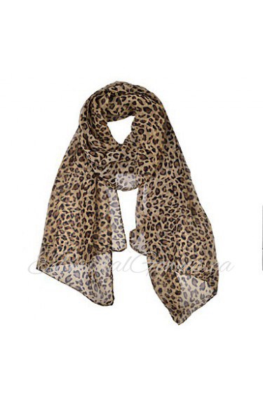 Women's Leapord Print Chiffion Square Bandana Scarf 150*50cm