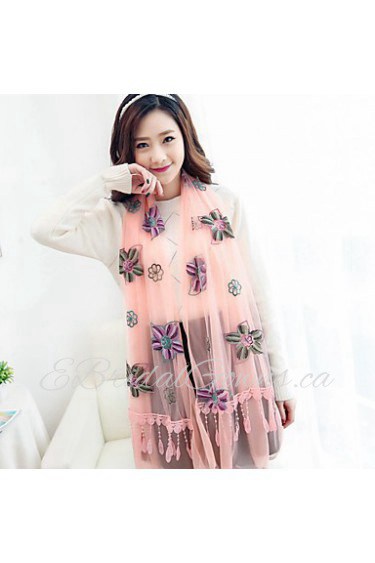 Chiffon Embroidered Fringed Printed Chiffon Shawl Scarves