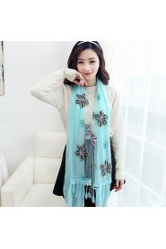 Chiffon Embroidered Fringed Printed Chiffon Shawl Scarves