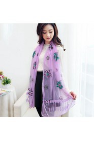 Chiffon Embroidered Fringed Printed Chiffon Shawl Scarves