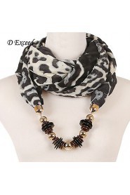 Women's leopard print beaded scarves thick warm scarf with pendant for winter