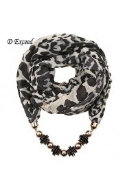 Women's leopard print beaded scarves thick warm scarf with pendant for winter